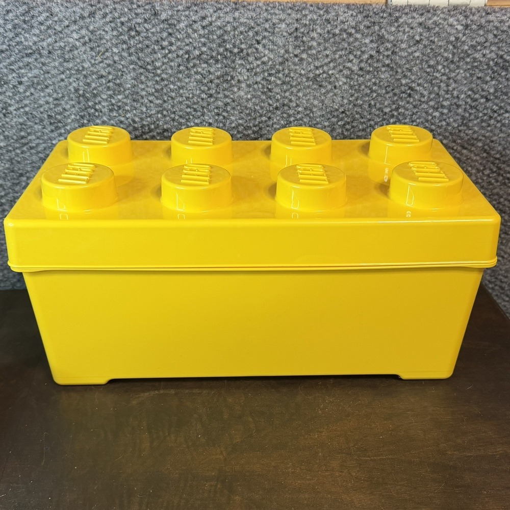 LEGO Storage Box Yellow Stackable Toy Brick Organizer Container w/Lid 14x7x7 In